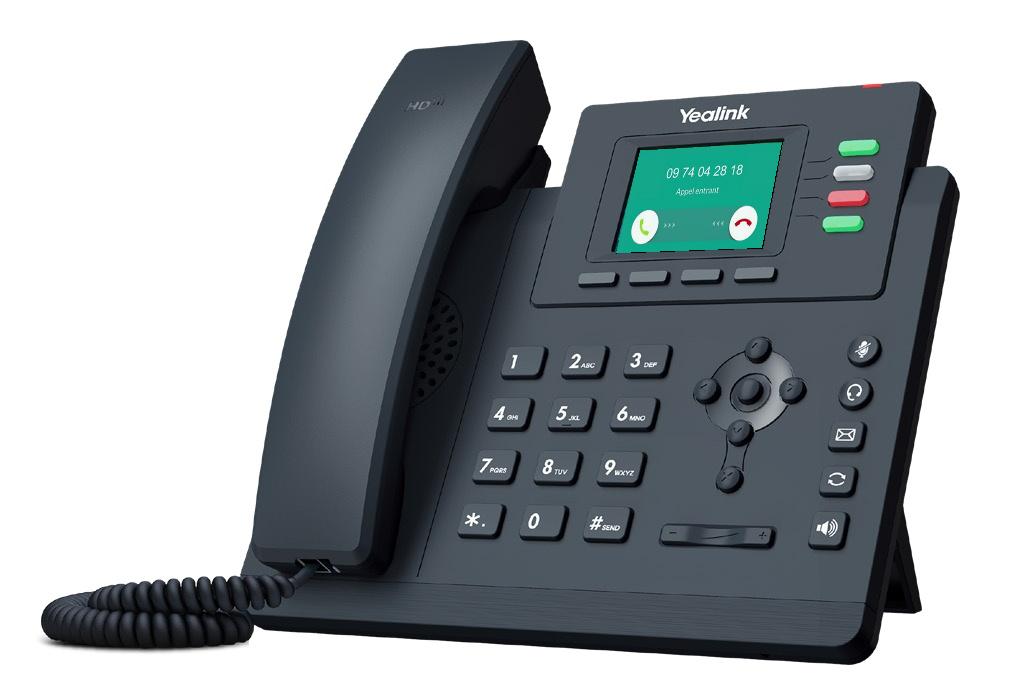Téléphone Yealink SIP-T33G noir avec combiné, écran couleur et touches physiques