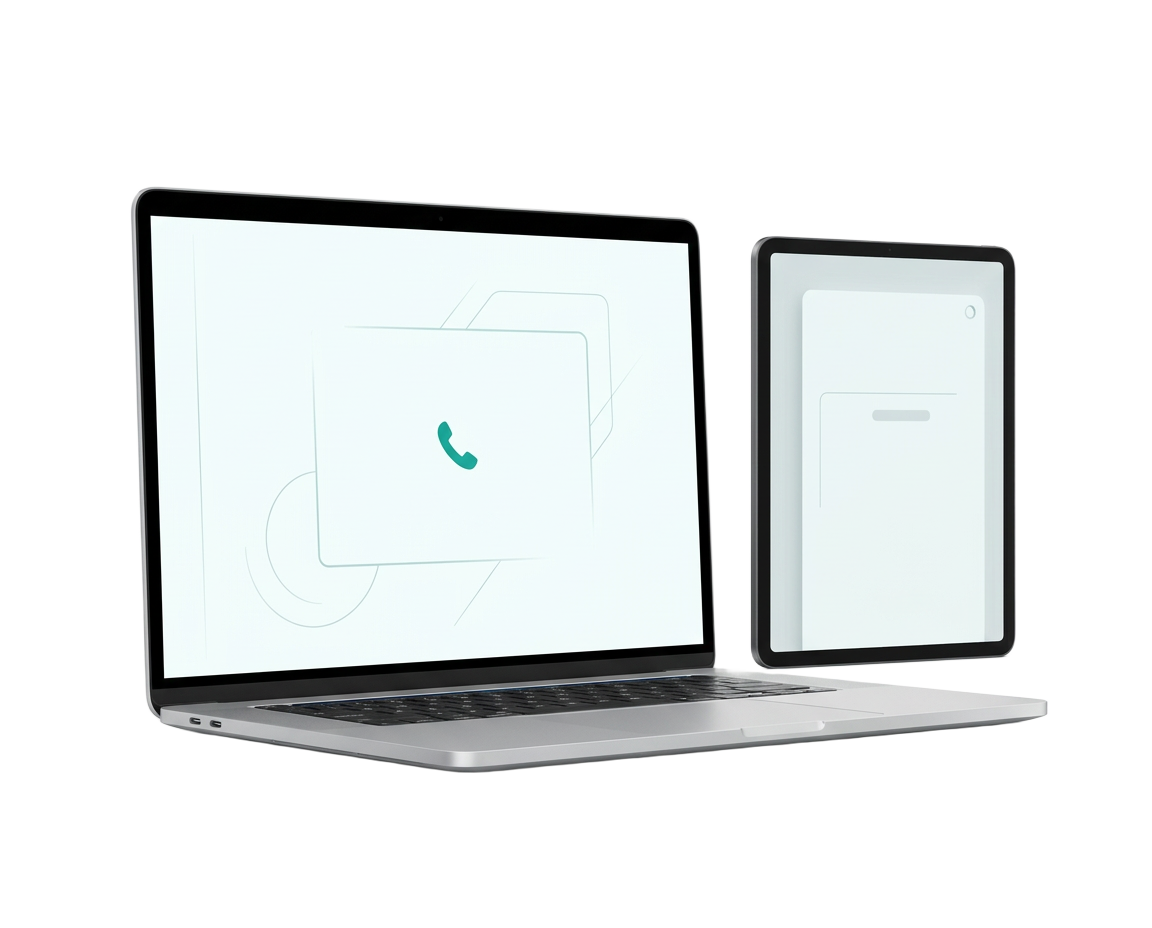 Illustration de la téléphonie sur ordinateur et tablette