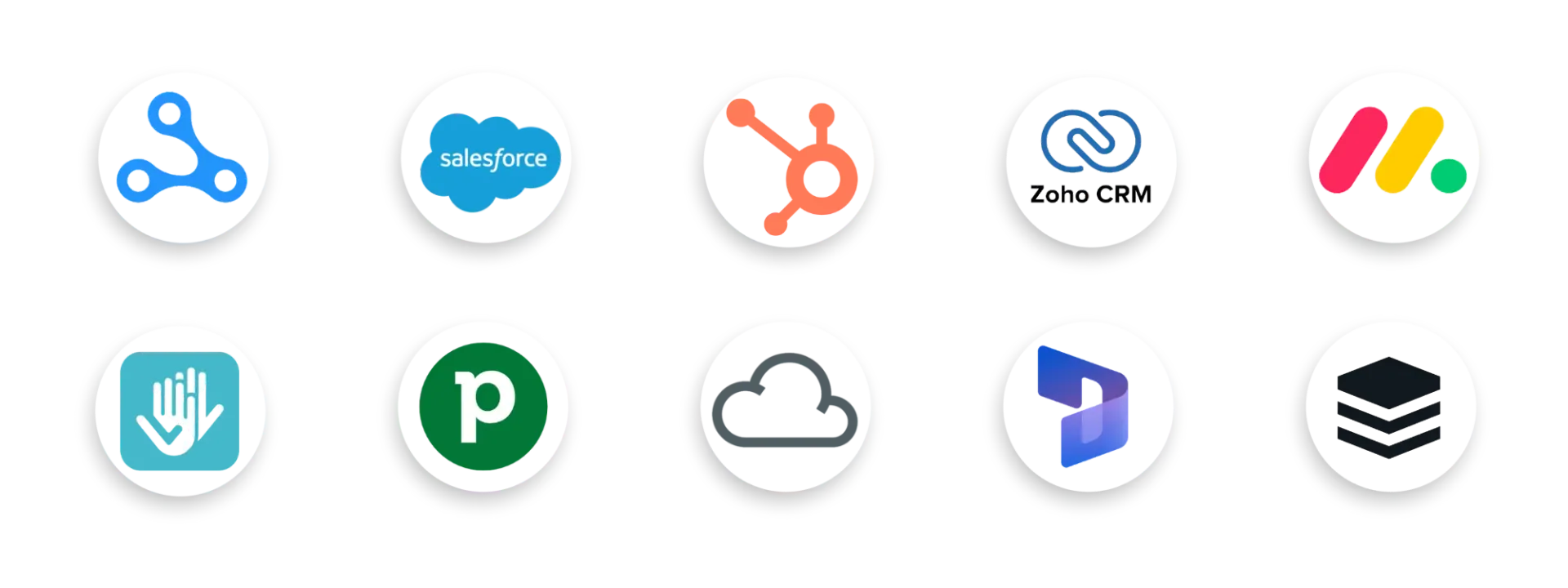 Logos des logiciels CRM compatibles avec Flexip