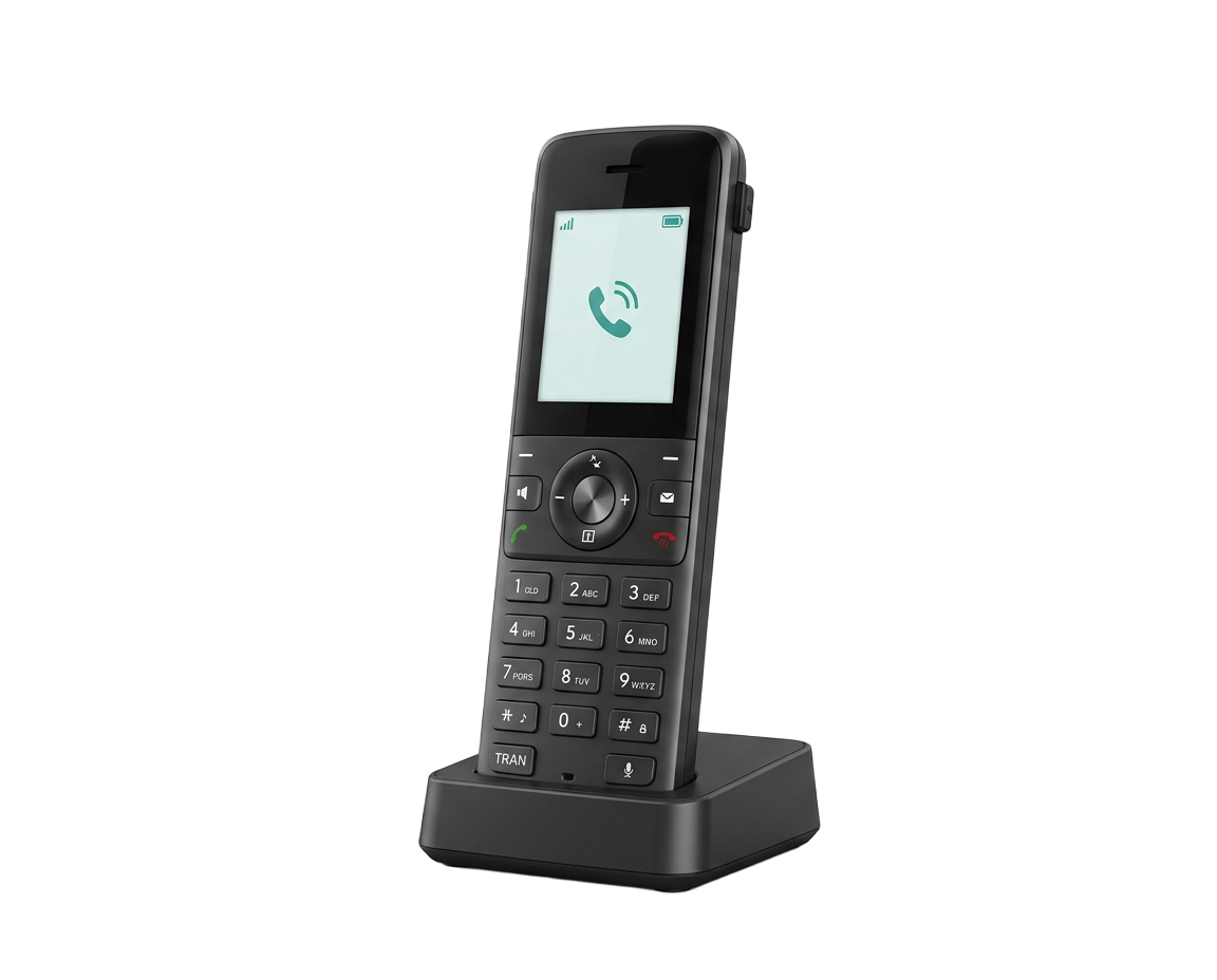 Illustration d’un téléphone portatif DECT sur sa base